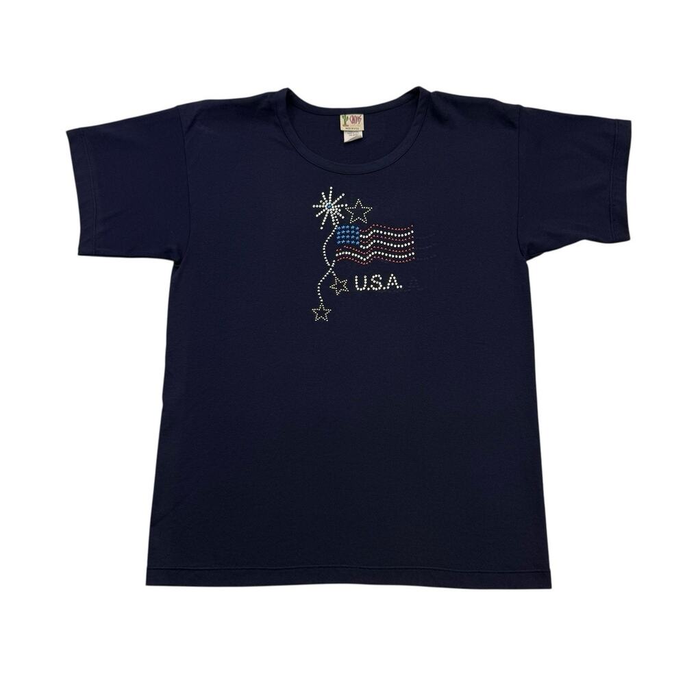 Vintage Cactus California Shirt Womens Medium M Blue USA American Flag Stars